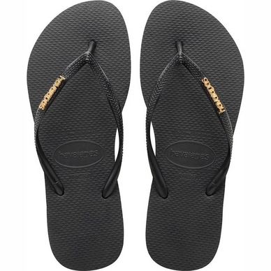 Black havaianas with gold logo on sale